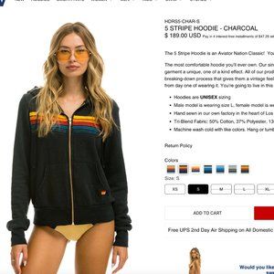 5 STRIPE HOODIE - CHARCOAL